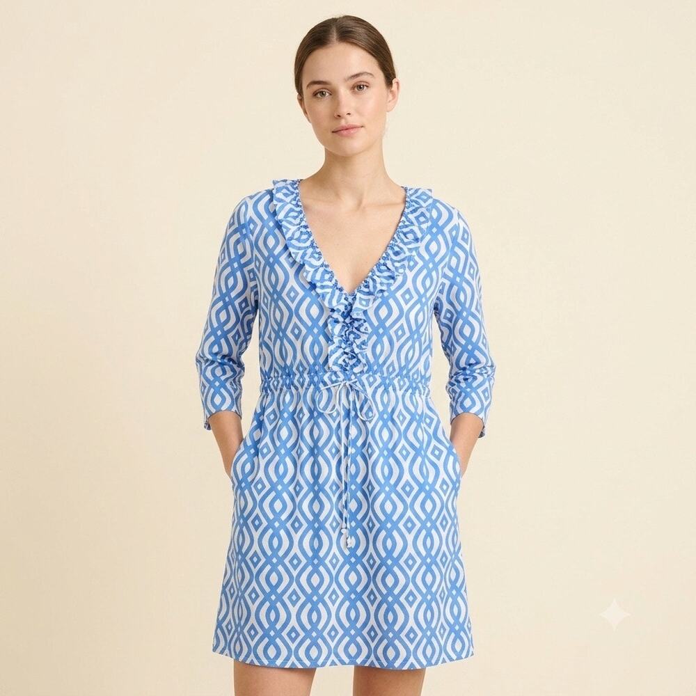 085-Mud Pie Drawstring Waist Dress size L NWT / PTP 21”